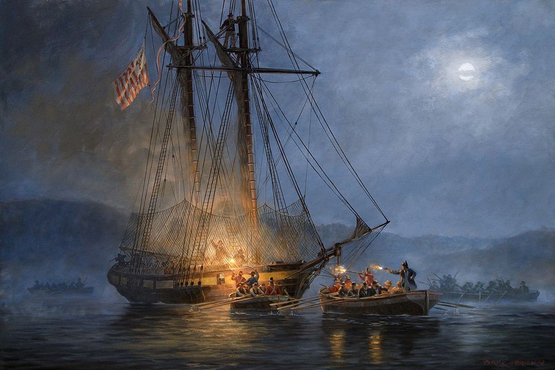 On June 12, 1813, British troops on the frigate Narcissus attacked the US Revenue Cutter Surveyor