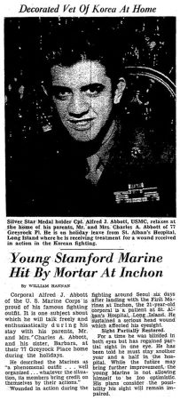 Alfred Abbott, awarded the Silver Star on September 21, 1950