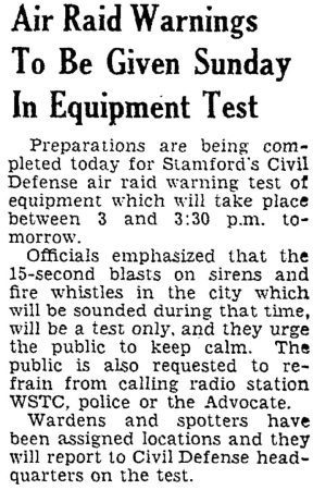 During the Korean War, Stamford residents experienced air raid drills as part of Civil Defense procedures