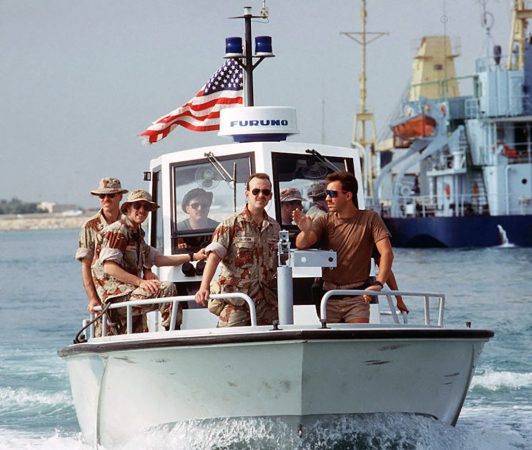 U.S. Coast Guard Port Security harbor patrol during Operation Desert Shield in 1990