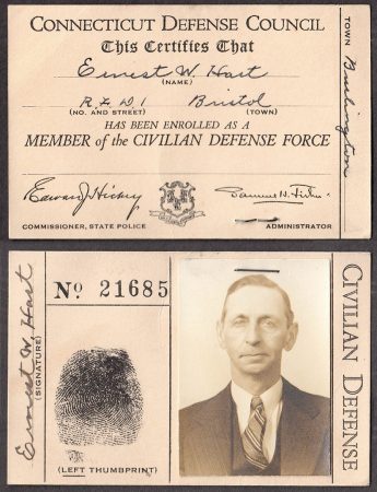 Connecticut Civilian Defense Force Identity Card, World War 2