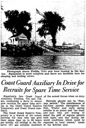 In 1943, Stamford boaters were recruited for two local Coast Guard Auxiliary Flotillas