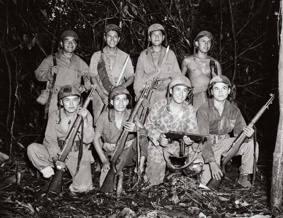 U.S. Marines Navajo code talkers on Bougainville, 1943