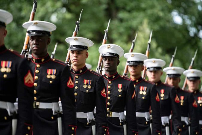 U.S. Marine Corps military funeral escort, Arlington National Cemetery, 2023